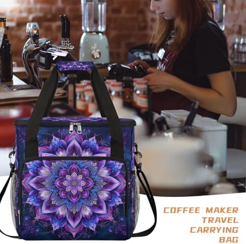 Bohemian Mandala 4 Coffee Maker Carring Bag Travel Carrying Storage Tote Bag Compatible with Keurig K-Mini or K-Mini Plus Portable Single Serve Coffee Brewer Case with Pockets for K-cup Pods - Image 6