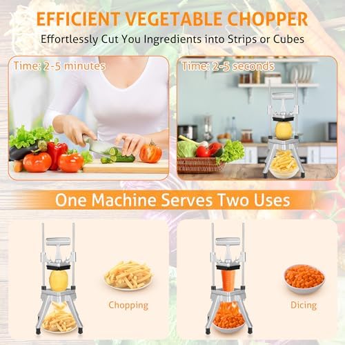 WICHEMI Commercial Vegetable Chopper Fruit Dicer Stainless Food Cutter 1/4" - Image 2