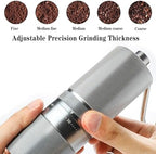 Manual Coffee Grinder with Stainless Steel Burr, Hand Coffee Grinder External Adjustable Grind Setting for Espresso, French Press (Silver) - Image 4