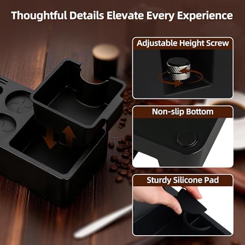 ShanSon Espresso Tamping Station for 51,53,54&58mm Portafilters,Tamper, Distributor, ABS espresso machine accessories with Built-in Detachable Knock Box & Tool Holder Rectangle - Image 4