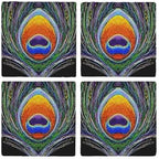 CafePress Peacock Feather 1 Tumbled Stone - Set of 4 Coasters Set of 4 by CafePress