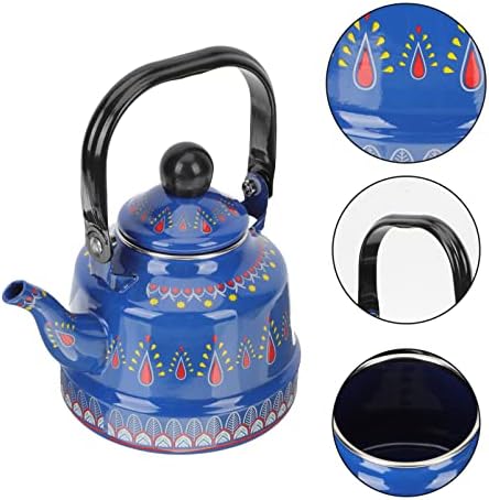 Whistling Water Kettle Enamel Teapot Tea Kettle Boil Water Kettle Stovetop Tea Brewing Kettle with Handle for Home Hotel Apartment Blue (Size : Blue), 56588 - Image 2