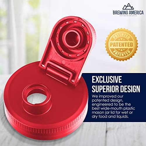 Brewing America Nesting Jar with Drinking Lid as Travel Cup, 1 Pint (16 oz) with Red Pouring Lid on Wide Mouth Ball Nesting Mason Jar, USA-Made To Go Drink Cup, 1-Pack - Image 6
