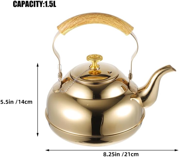 SHINEOFI Stovetop Tea Kettle with Infuser 1.5l Gold Stainless Steel Whistling Teapot for Gas and Induction Stove Top Kitchen Use - Image 2