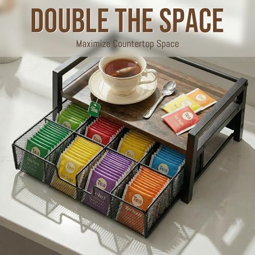 Tea Bag Organizer for Countertop with 8-Slot Drawer - Image 6