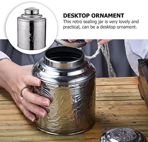 Tea Jars Storage Tea Jars Storage, Stainless Steel Tea Canister Silver Kitchen Food Storage Jars 100g Tea Tin Coffee Dispenser with Sealed Lids Airtight Loose Leaf Tea Container (Silver 11X8.8X5.5CM) - Image 4