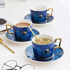 Tea Cup and Saucer Set,Coffee Ceramic Black and Hot Cocoa Garland Hanging Ear Suitable Restaurant - Image 4