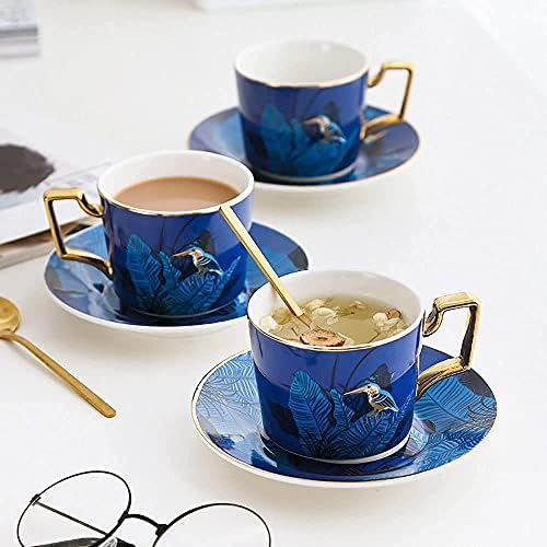 Tea Cup and Saucer Set,Coffee Ceramic Black and Hot Cocoa Garland Hanging Ear Suitable Restaurant - Image 4