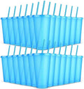 24 Pack Plastic Tumblers with Lids and Straws, Reusable Colorful Cups for Parties, Birthdays, Iced Coffee, Travel, Cold Drink Bulk Tumblers (24 oz, Blue) by LEIFEOSH