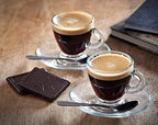 BOHEM'S Espresso Cups, 3.2 oz Small Demitasse Clear Glass Espresso Drinkware, Set Of Cups, Saucers and Stainless Steel mini Spoons + Free Glass Spoons (Set of 6) - Image 4