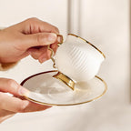 White gold ceramic coffee mug and tray set, 18-piece set of 3.5 oz small coffee cups, coffee mug sets, teacup and sets, adult tea set sets, tea party sets suitable for cappuccino, latte, mocha - Image 7
