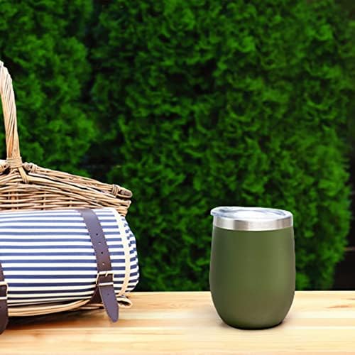 12 oz Insulated Wine Tumbler with Lid and Straw,Stainless Steel Stemless Wine Tumbler Glasses Double Wall Vacuum Wine Cups Tumbler Bulk for Champaign,Cocktail,Office(Navy Green,8) - Image 6