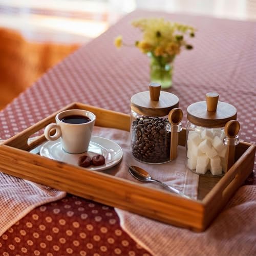 Remerry Set of 4 Glass Jar with Wooden Lid and Spoon, 13.5 oz Coffee Bean Tea Sugar Jar Set, Clear Airtight Spice Canisters Glass Food Storage Kitchen Containers for Coffee Bean Tea Sugar - Image 4