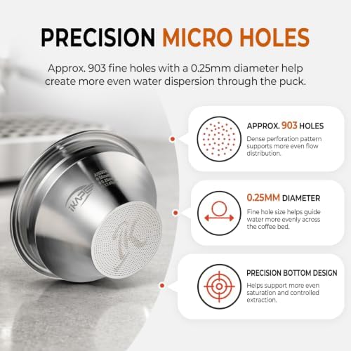 IKAPE Precision Variable Diameter Filter Basket, 58mm 18g Espresso Portafilter Basket with 32mm Height, 0.25mm Diameter & 903pcs Holes, Enhance Flavor Extraction - Image 5