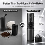 Portable Pour Over Coffee Maker with Grinder, All-in-One Grind and Brew Coffee Maker, Single Serve Travel Coffee Maker for Camping Office, Stainless Steel Drip Kettle, Double-Wall Tumbler - Image 4