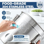 33L 304 Stainless Steel Food Storage Containers with Lids, Airtight Kitchen Canister with Lock Clips for Rice, Flour, Sugar & Coffee Bean,Size 13.78" x 13.78" - Image 4