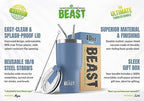 Beast 40 oz tumbler - Vacuum Insulated Tumbler with Straw - Leak Proof Stainless Steel Travel Mug - Double Wall Iced Coffee Cup - Reusable Water Bottle - Gifts for Mom, Women and Men (Stormy Sky Blue) - Image 2