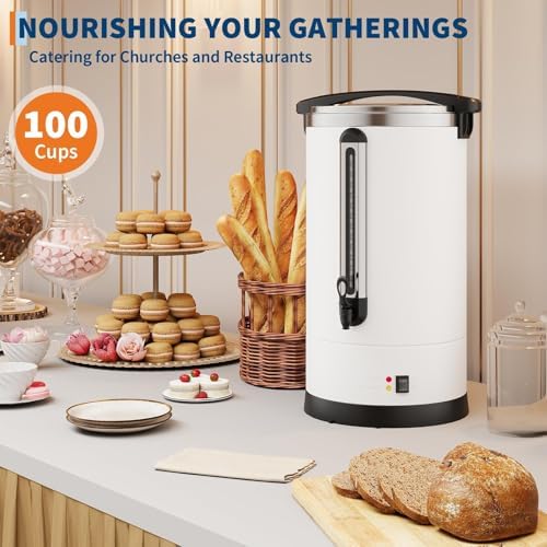 100-Cup (14L / 3.8 Gallon) Commercial Coffee Urn – Stainless Steel Electric Hot Beverage Dispenser with Double-Wall Insulation, Ideal for Weddings, Parties, Catering, and Buffets - Image 7