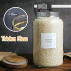 CZHQSMZ Set of 2 Large Glass Jar with Airtight Acacia Lid and 132 Kitchen Pantry Labels, Clear Glass Food Storage Jars Containers for Rice Flour Pasta Sugar Coffee Cookie and More(98 Fl Oz/2800 Ml) - Image 2