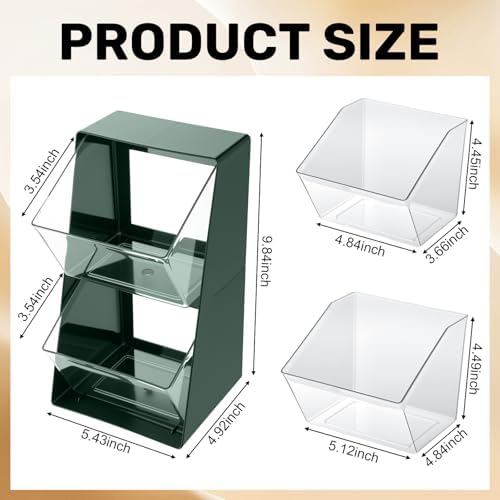 2 Pack Large Coffee Pod Holder, Coffee Station Counter Container Stackable Pantry Storage Organizer Bins, Creamer Suger Plastic Accessories Organizer for Office Home Kitchen Supplies(Green) - Image 2