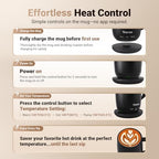 Tronco Temperature Control Heated Coffee Mug 14 oz – Rechargeable Self-Heating Coffee Cup with Lid – Manual Control, 3 Modes, 130 Min Battery Life, Auto Shut-Off (White) - Image 3