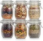 Glass Jars with Airtight Lids, 26oz Glass Storage Jars Set of 6, Thick Food Storage Containers for Pantry Organization, Kitchen Counter, Coffee, Pasta, Cereal by Snaiio
