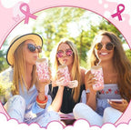 12 Sets Pink Ribbon Glass Cups with Bamboo Lids Straws 16oz - Image 4