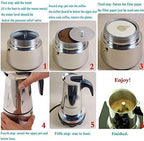 Stainless Steel Espresso Maker Stovetop Coffee Percolator Italian Coffee Maker Moka Pot (4 Cup - 200 ml, Silver) - Image 4