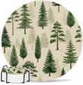 Green Christmas Tree Absorbent Ceramic Coasters Set of 4 with Holder, Xmas Pine Trees Natural Forest Rustic 4" Round Drink Coasters with Cork Base, Coffee Mugs Mats for Housewarming Gift/Bar/Party by Unknown