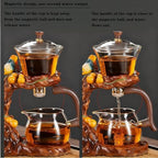 Lazy Kungfu Glass Tea Set Heat Resistant Semi Automatic Drip Rotating with Infuser Magnetic Teapot Set for Gongfu Tea Making Ideal (Gourd Bird) - Image 3