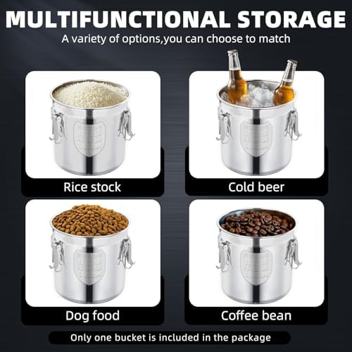 12L/3.2 Gal 304 Stainless Steel Food Containers 404 Oz Stainless Container with Lid and Lock Airtight Canister for Storage 304 Stainless Steel Food Storage Containers Stainless Bucket - Image 6