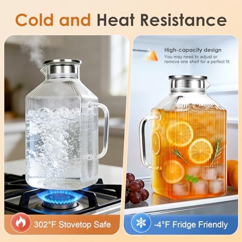 1 Gallon Thickened Square Glass Pitcher with Lid, Spout and Handle - Image 2