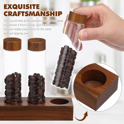 Healeved Coffee Bean Storage Tubes Set with Stand, Glass Jars - Image 3