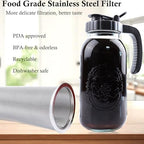 Cold Brew Coffee Maker Half Gallon 2 Set Glass Mason Jar Pitcher With Spout Lid Filter 2 Quart Wide Mouth Iced Tea Brewing Jug Heavy Duty Handle Airtight & Leak-Proof Pitcher For Fridge Sun Tea 64 OZ - Image 5