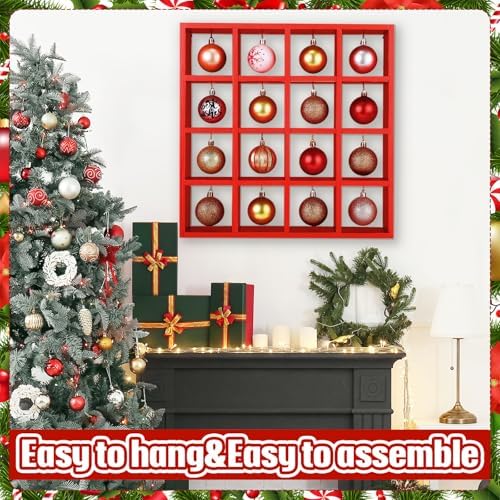 Cinnvoice Christmas Ornament Displays Rack,Red,16 Compartment - Image 3