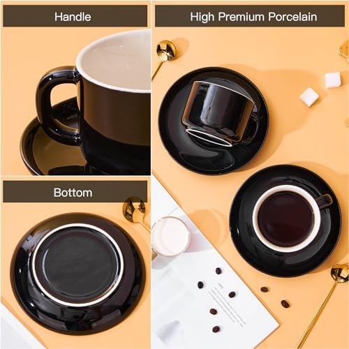 8 OZ Porcelain Cappuccino Cups, Coffee Mugs Set of 4 - Image 5
