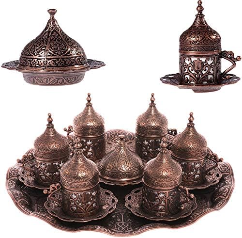 Alisveristime Lale Turkish Coffee Set with 6 Cups and Tray (Copper) by Alisveristime