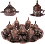 Alisveristime Lale Turkish Coffee Set with 6 Cups and Tray (Copper) by Alisveristime