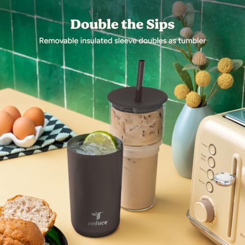 REDUCE Aspen - 20oz Vacuum Insulated Glass Tumbler - Extra Wide Straw & Lid - Image 5