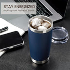 MEWAY 20oz Tumbler 8 Pack Double Wall Vacuum Insulated Travel Mug Bulk, Stainless Steel Tumblers with Lid and Straw, Durable Powder Coated Coffee Cups for Cold & Hot Drinks (Navy, 8) - Image 4