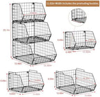 3-Tier Stackable Wire Baskets, Fruit and Vegetable Storage for Counter - Image 3