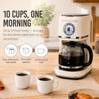 Nostalgia Classic Retro 10 Cup Coffee Maker, Cream - Image 3
