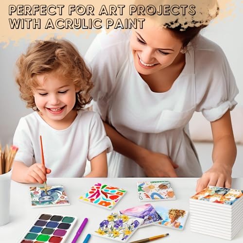 60 PCS Ceramic Tiles for Crafts, Unglazed Matte Coasters with Cork Backings - Image 2