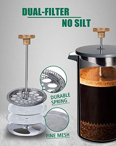 Poliviar 34 oz French Press Coffee Maker & 2.7 Quart Tea Kettle Combo Package, Food Grade Stainless Steel for Good Coffe and Tea - Image 5
