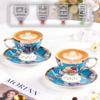 KAMMAK Tea Cups and Saucers Set of 2, Fine Bone China Coffee Cups, GHO03 - Image 6