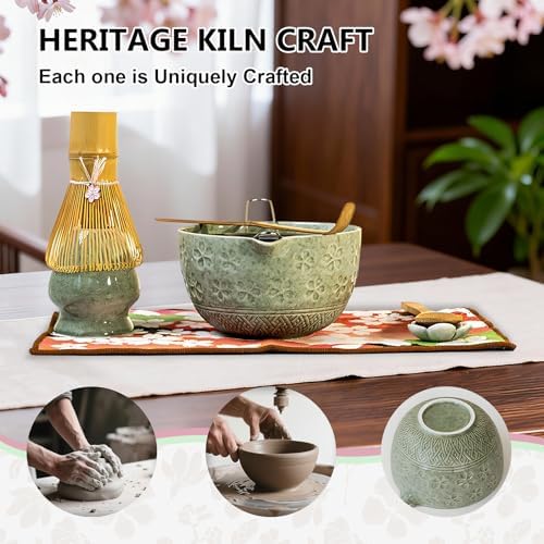 Garvee Premium Matcha Whisk Set, Complete 8-Piece Matcha Kit with Ceramic Bowl, Bamboo Whisk, Scoop, Sifter, Holder & Tea Towel – Complete Matcha Set Kit for Beginners and Enthusiasts (Mottled Green) - Image 7