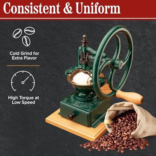 Classic Cuisine Manual Burr Coffee Grinder, Green, 12.2” x 9.06” x 13.78” - Image 5