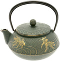 Iwachu Japanese Iron Tetsubin Teapot with "Bronze" Goldfish, Gold/Patina Green by Iwachu