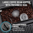 Zulay Kitchen Magia Clasica Automatic Espresso Machine with Built-In Grinder, Touch Panel Coffee Maker, Steam Wand Milk Frother, Adjustable Strength, Self-Cleaning, Black & Copper (13" x 17.7" x 9.4") - Image 4