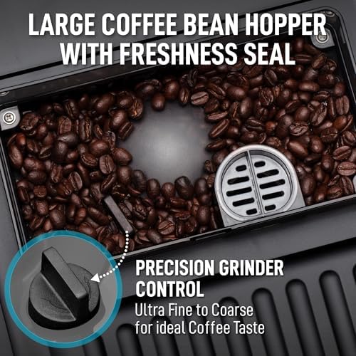 Zulay Kitchen Magia Clasica Automatic Espresso Machine with Built-In Grinder, Touch Panel Coffee Maker, Steam Wand Milk Frother, Adjustable Strength, Self-Cleaning, Black & Copper (13" x 17.7" x 9.4") - Image 4